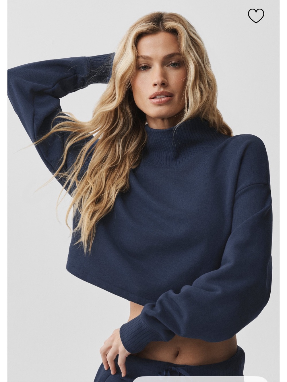 ALO Yoga Navy Cropped Mock-Turtleneck Sweater